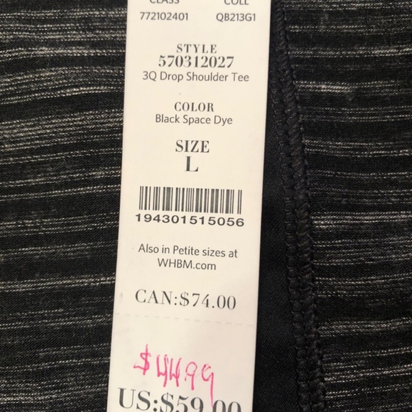 WHBM 3Q Drop Shoulder Tee Size Large - Picture 9 of 10